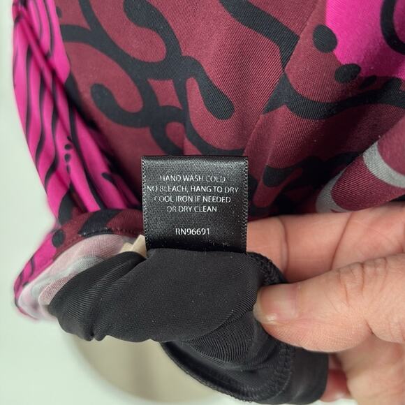 Analili Womens Long Sleeve Stretch Knit Dress Pink Wine Gray Black Medallion L - Picture 11 of 16